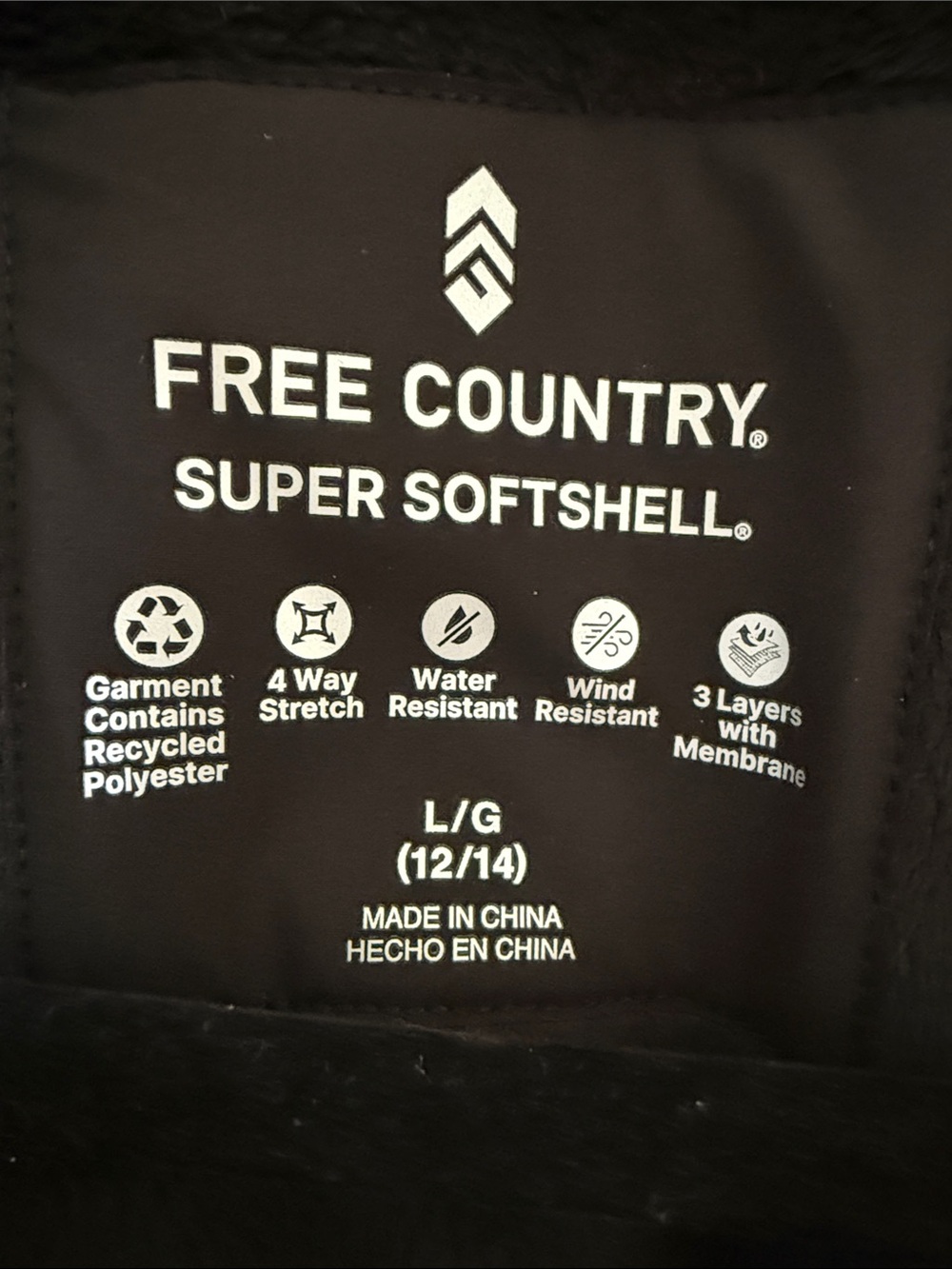 Free Country Black Super  Softshell Jacket with Hood and  Fleece Lining